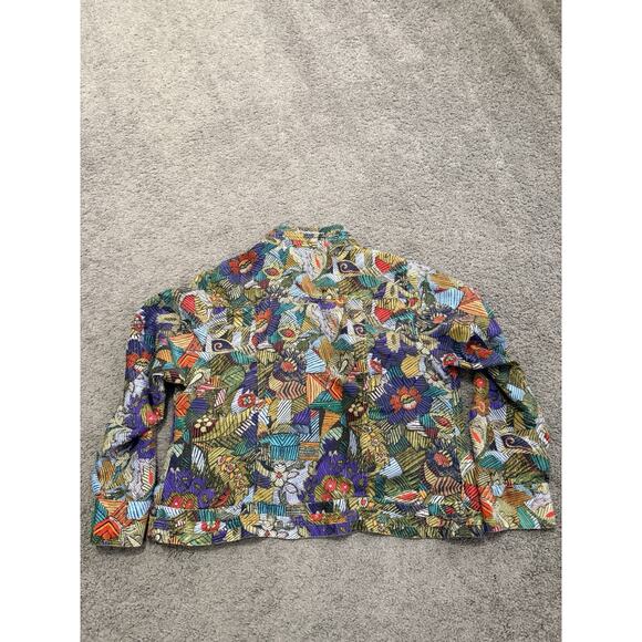 Chico's 100% Silk Jacket Size 2/Medium Open Front Multicolor Long Sleeve - Picture 4 of 7